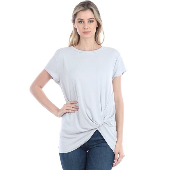 ♥ 568-C ♥ (S) Premium Rib Modal Top With Side Gathering Detail - Picture 1 of 2